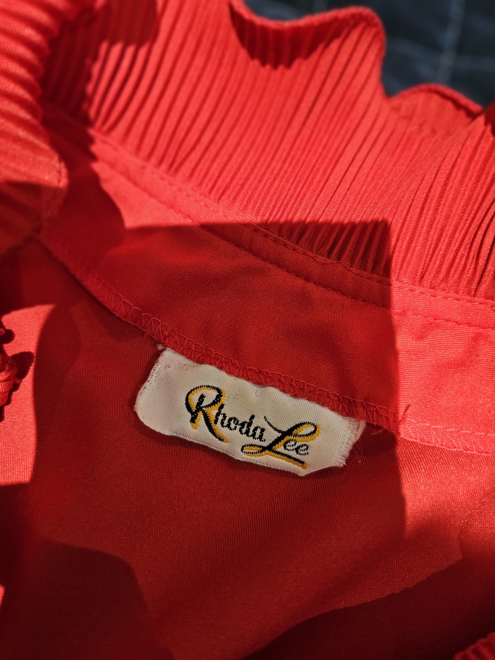 Women's Red Ruffle V-Neck Button Front Blouse - Picture 6 of 10